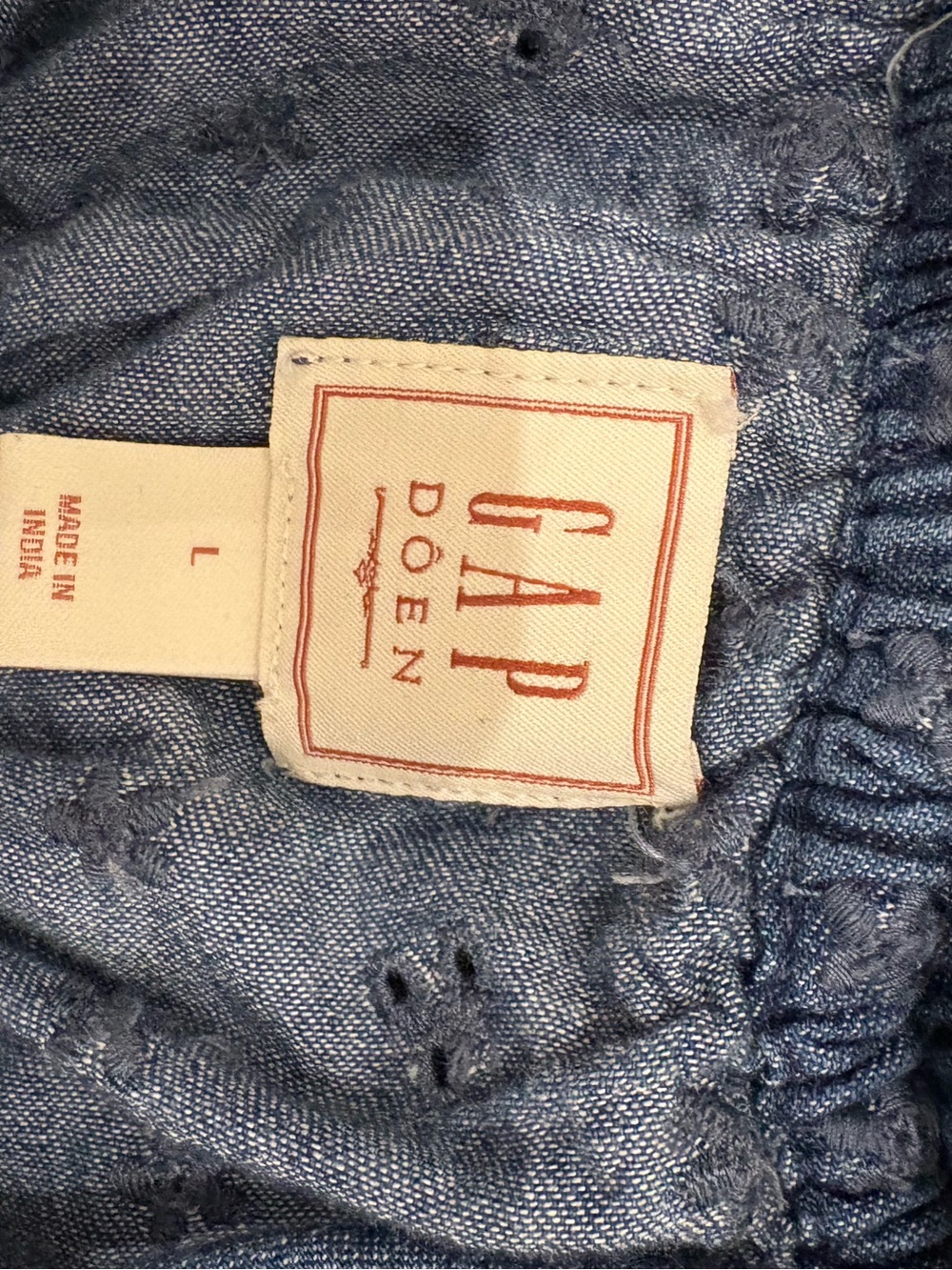 Doen x GAP midi denim eyelet dress. Size L - Picture 3 of 7